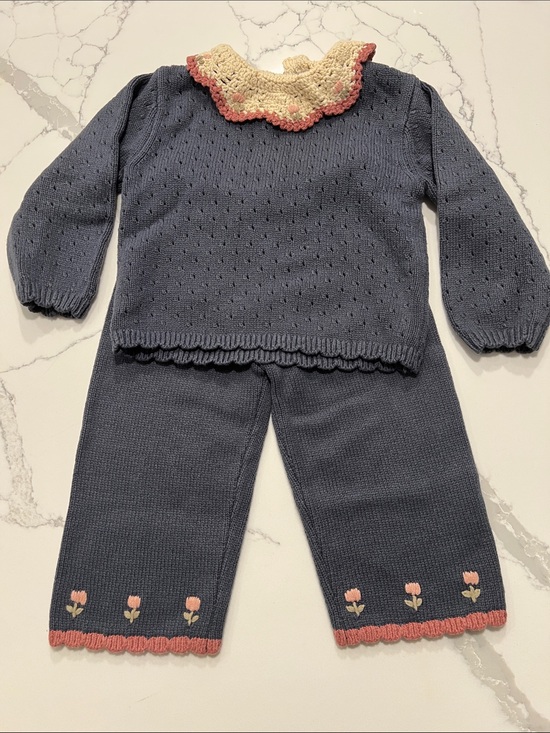 Zara Other - ZARA KIDS MATCHING SET- Dark Blue Knit Crocheted Top/Bottom❤️